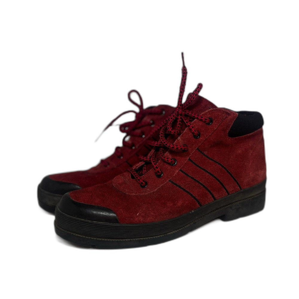 Vintage Aerosoles Boot Camp Red Suede Platform Boots 90s Y2K Chunky Goth Punk